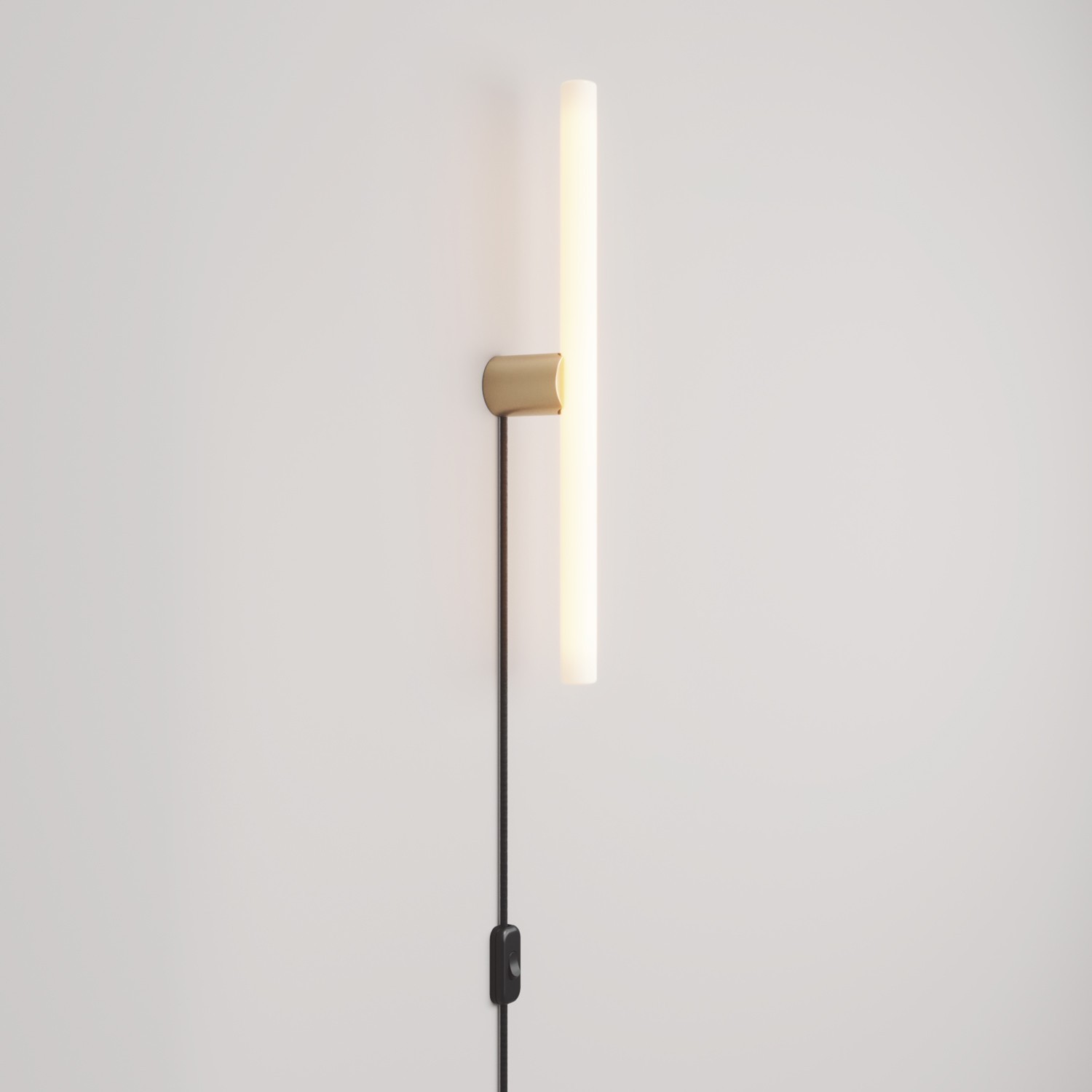 Lamp met stekker, metalen afwerking en lineaire LED S14d-lamp - geborsteld brons