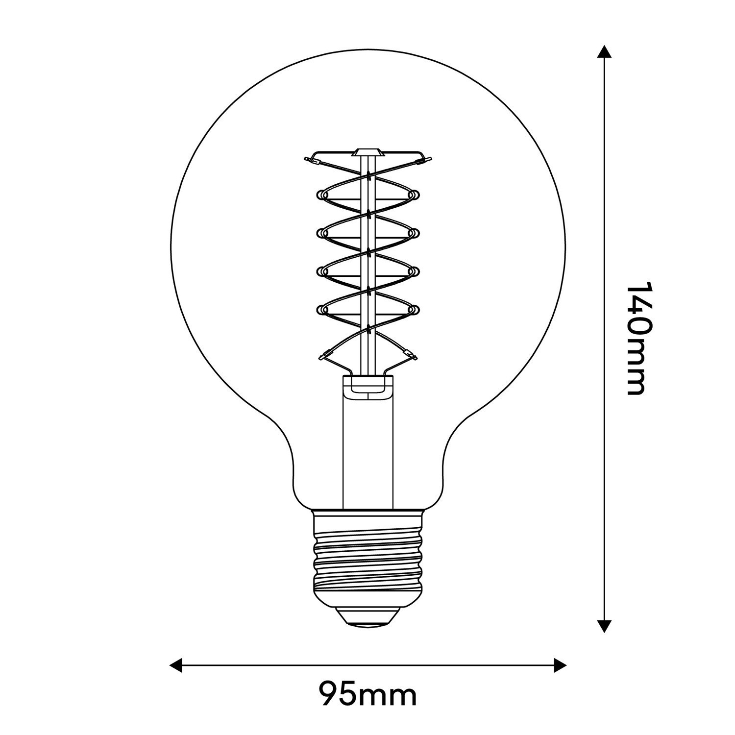 LED Lamp Filament G95 Wit Globe 5,9W 500Lm E27 2700K Dimbaar - W03