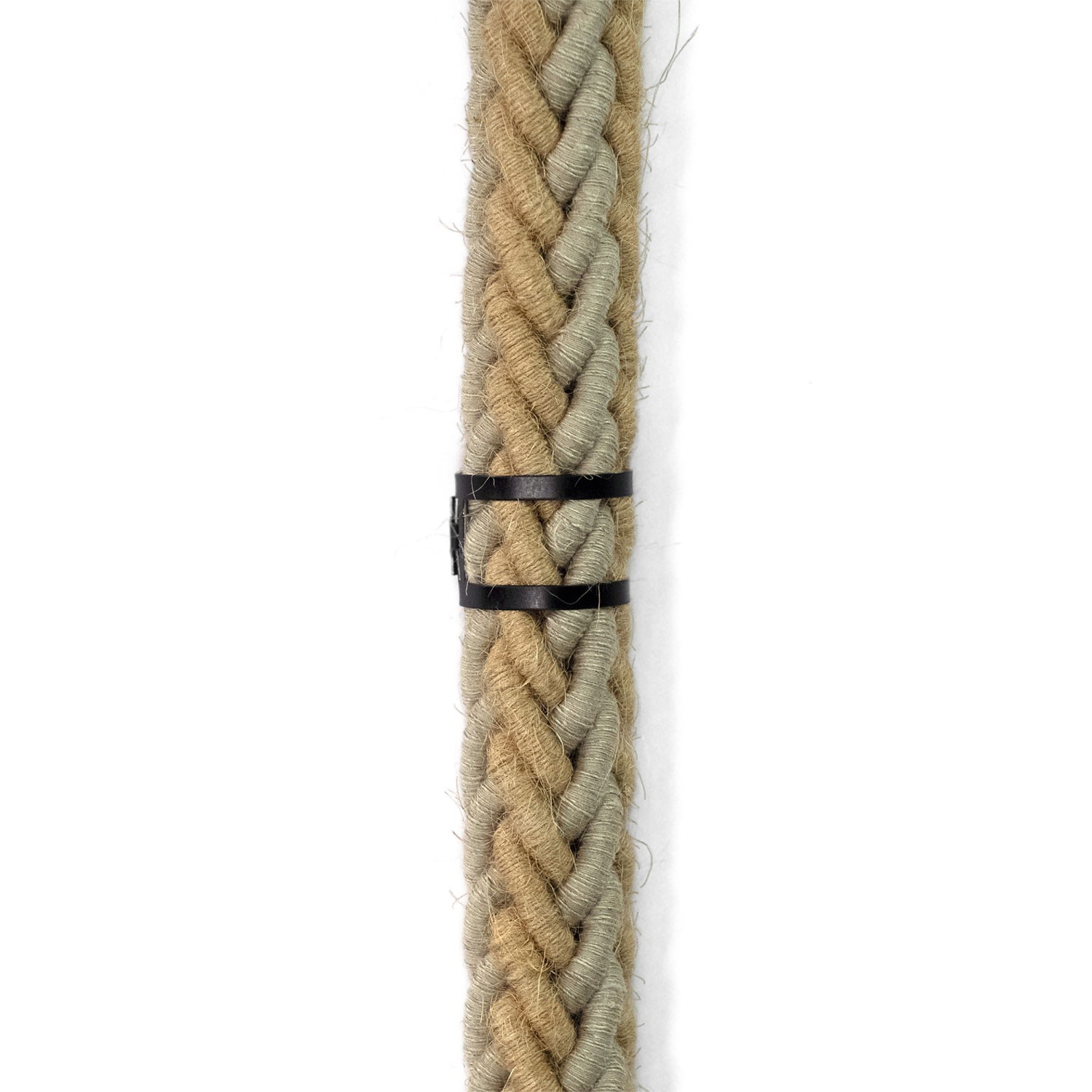 Snake Bis-bedrading met houten fitting, metalen eindklem en 2XL touw van jute en natuurlijk grijs linnen