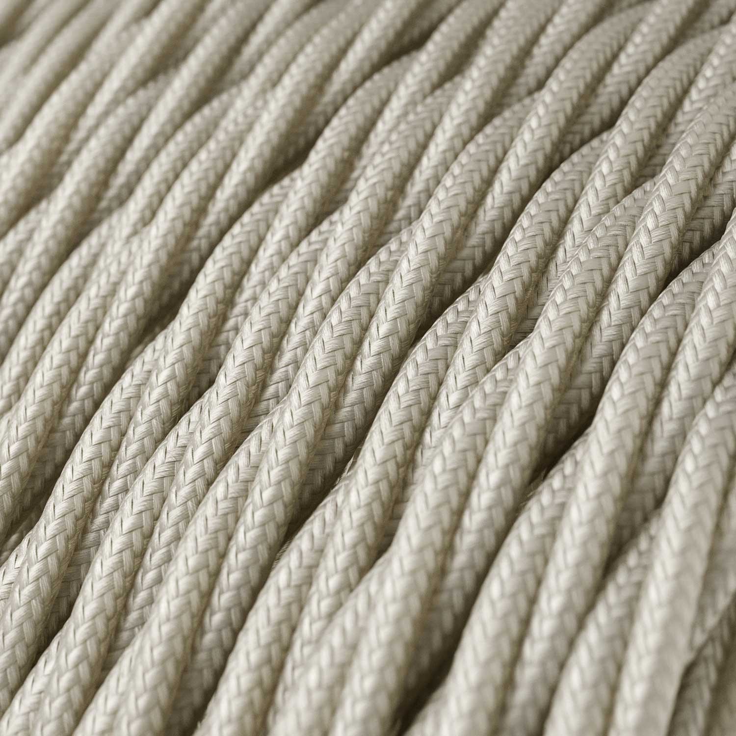 creative cables Fil Électrique Torsadé Gaine De Tissu De Couleur Effet Soie Tissu Uni Ivoire TM00-5 mètres 2x0.75