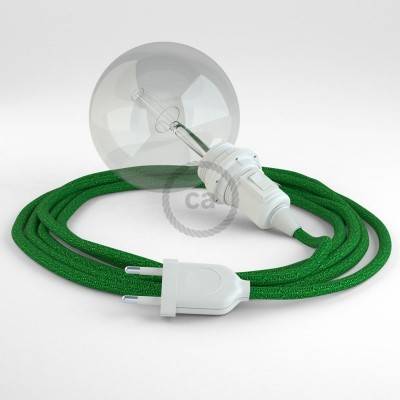 "Snake" hanglamp met extra lang strijkijzersnoer glinsterend groen viscose RL06