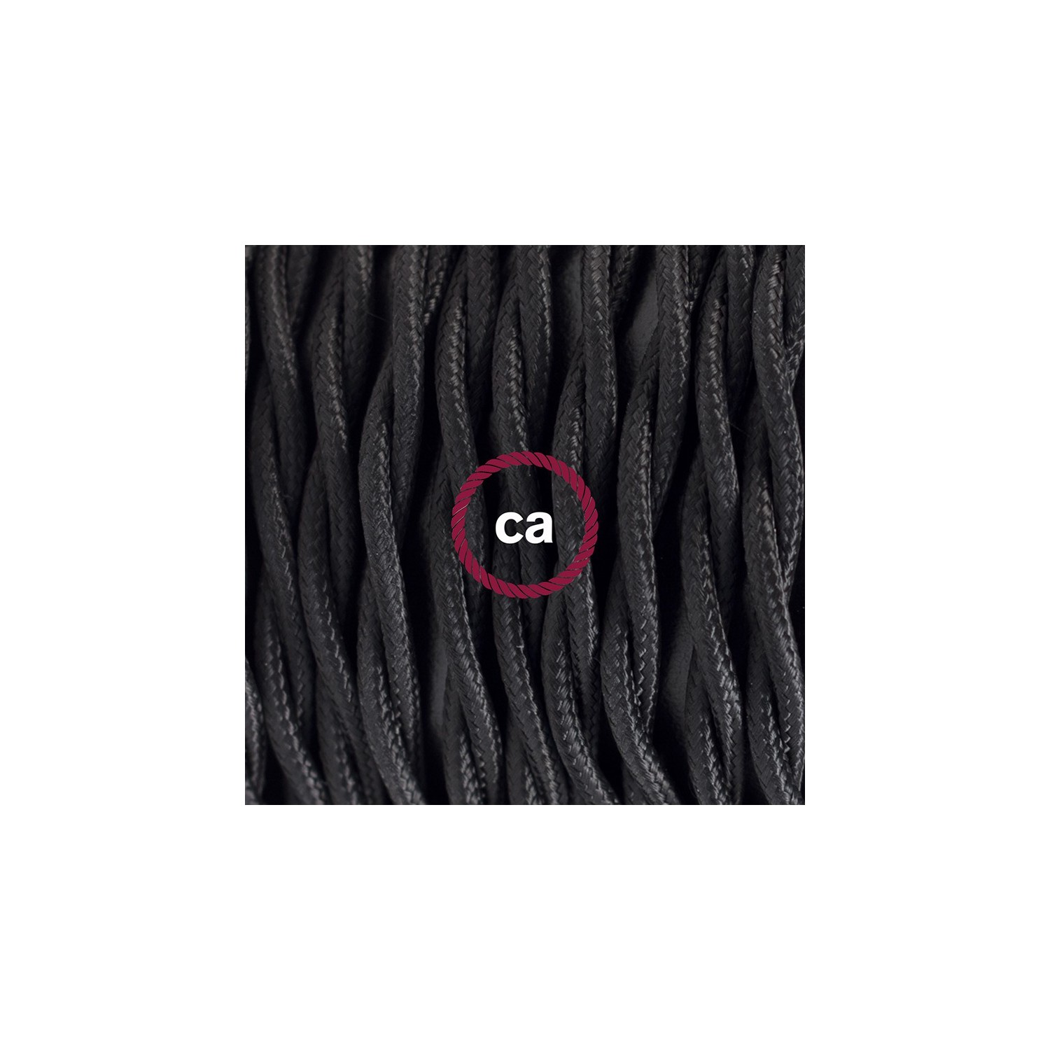 Gevlochten textielkabel van viscose met schakelaar en stekker. TM04 - zwart 1,80 m.