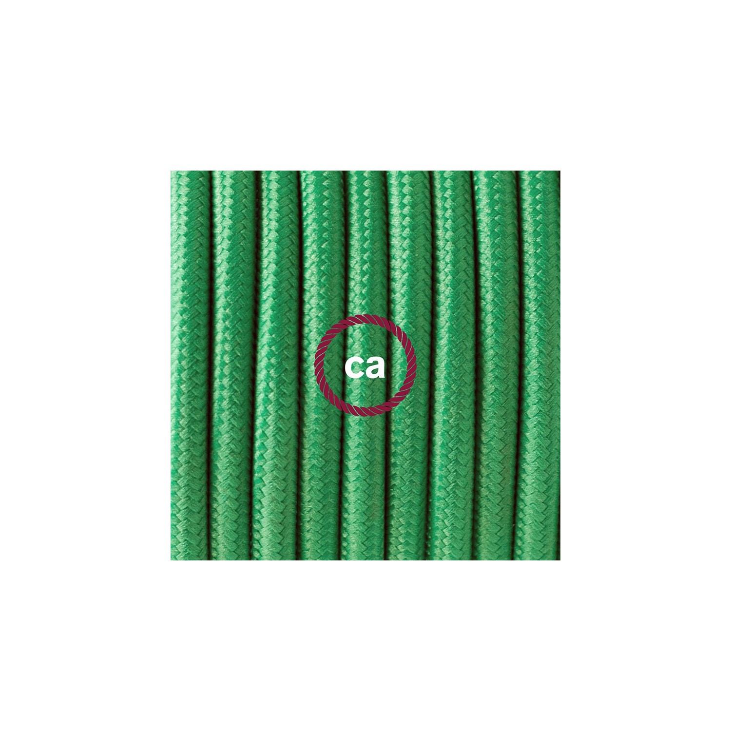 Ronde flexibele textielkabel van viscose met schakelaar en stekker. RM06 - groen 1,80 m.