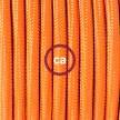Ronde flexibele textielkabel van viscose met schakelaar en stekker. RM15 - oranje 1,80 m.