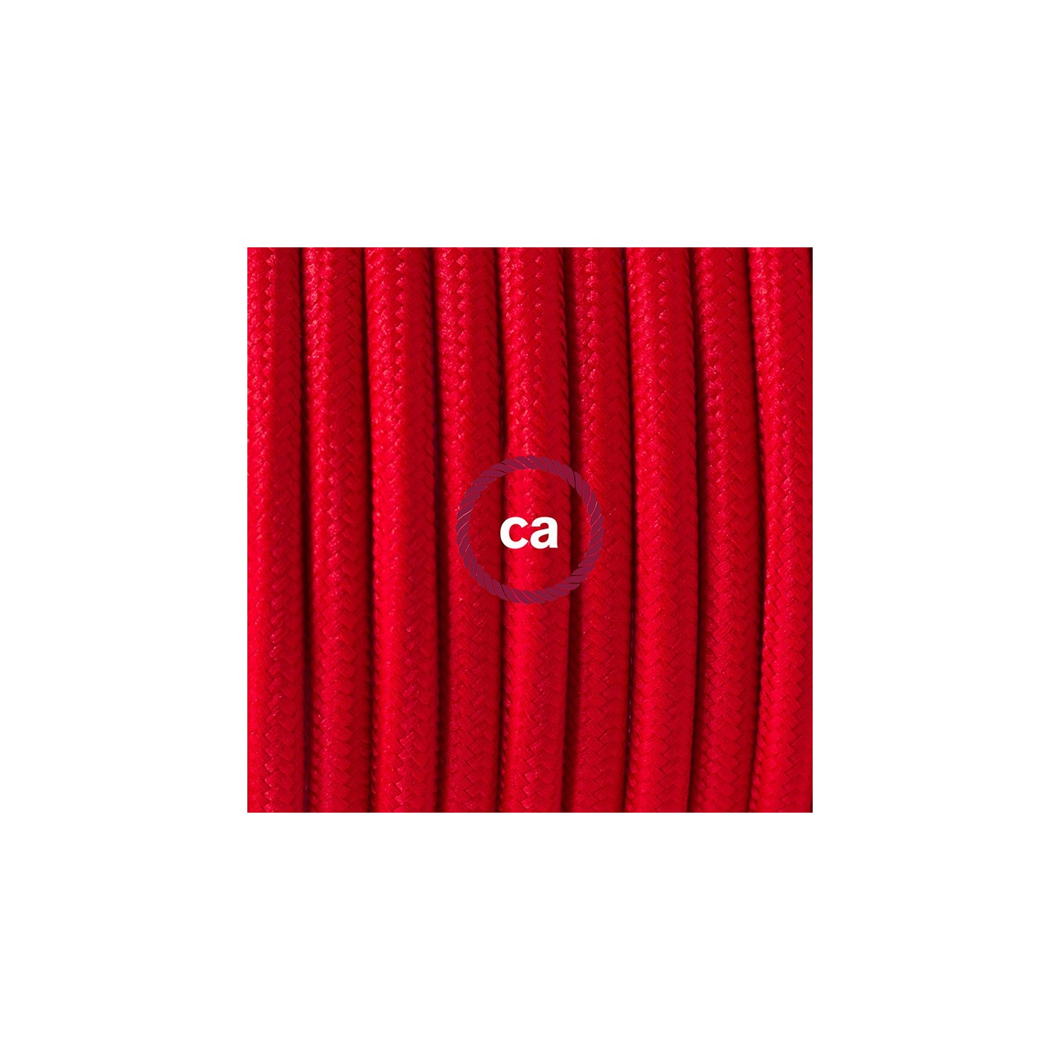 Ronde flexibele textielkabel van viscose met schakelaar en stekker. RM09 - rood 1,80 m.
