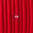 Ronde flexibele textielkabel van viscose met schakelaar en stekker. RM09 - rood 1,80 m.