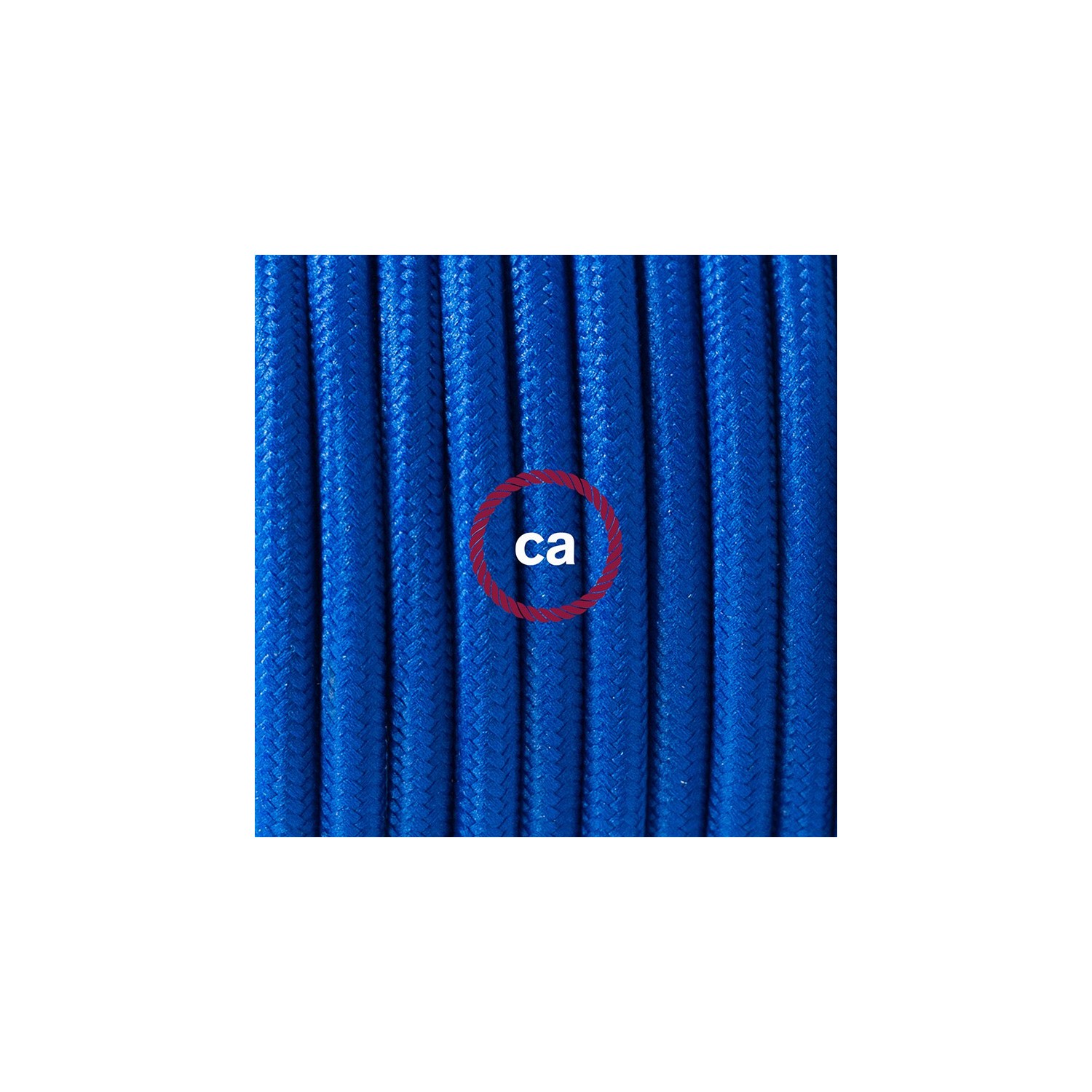 Ronde flexibele textielkabel van viscose met schakelaar en stekker. RM12 - blauw 1,80 m.