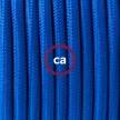 Ronde flexibele textielkabel van viscose met schakelaar en stekker. RM12 - blauw 1,80 m.