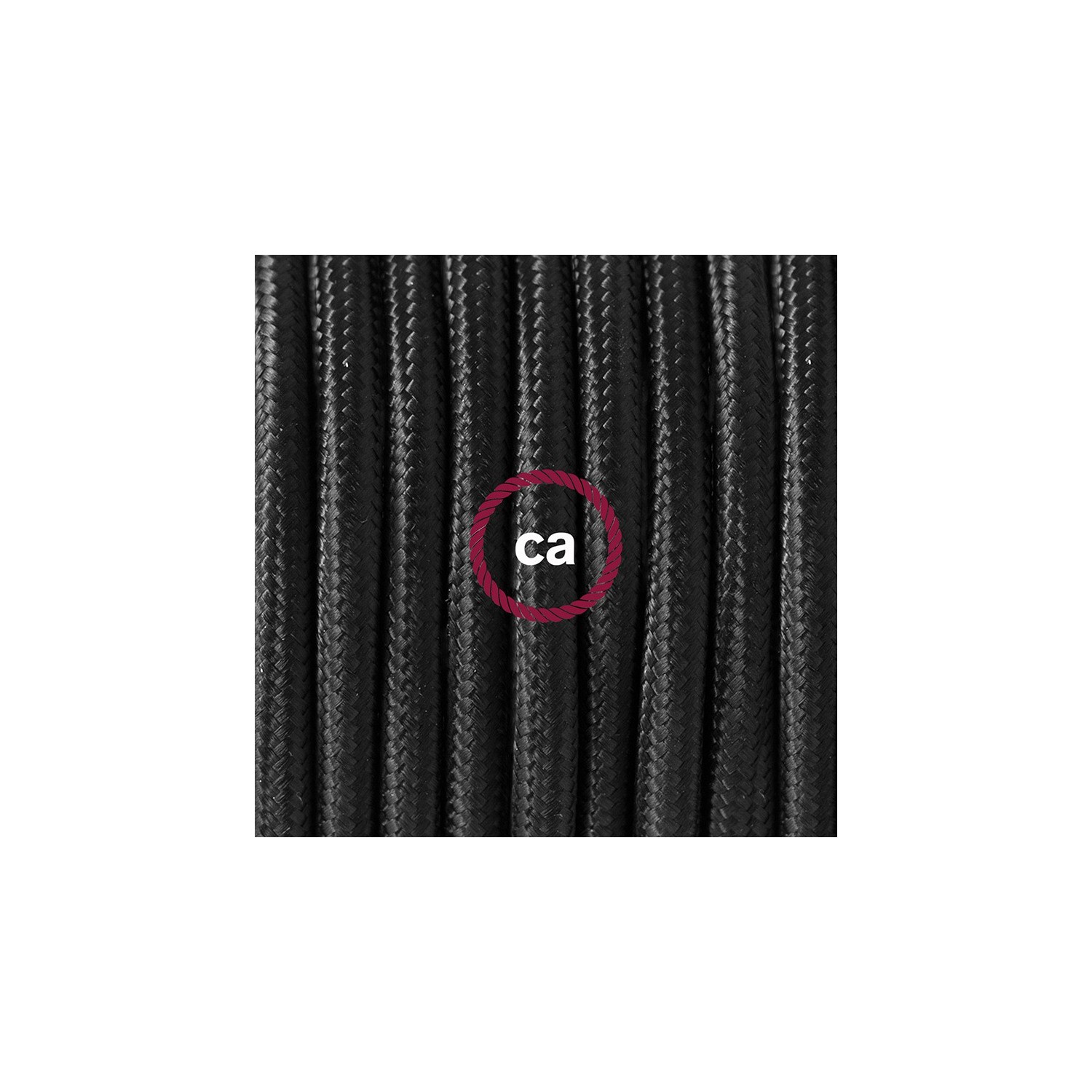 Ronde flexibele textielkabel van viscose met schakelaar en stekker. RM04 - zwart 1,80 m.