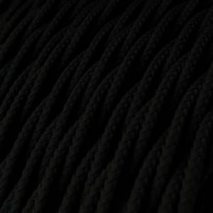 Gevlochten flexibele electriciteit textielkabel van viscose. TM04 - zwart