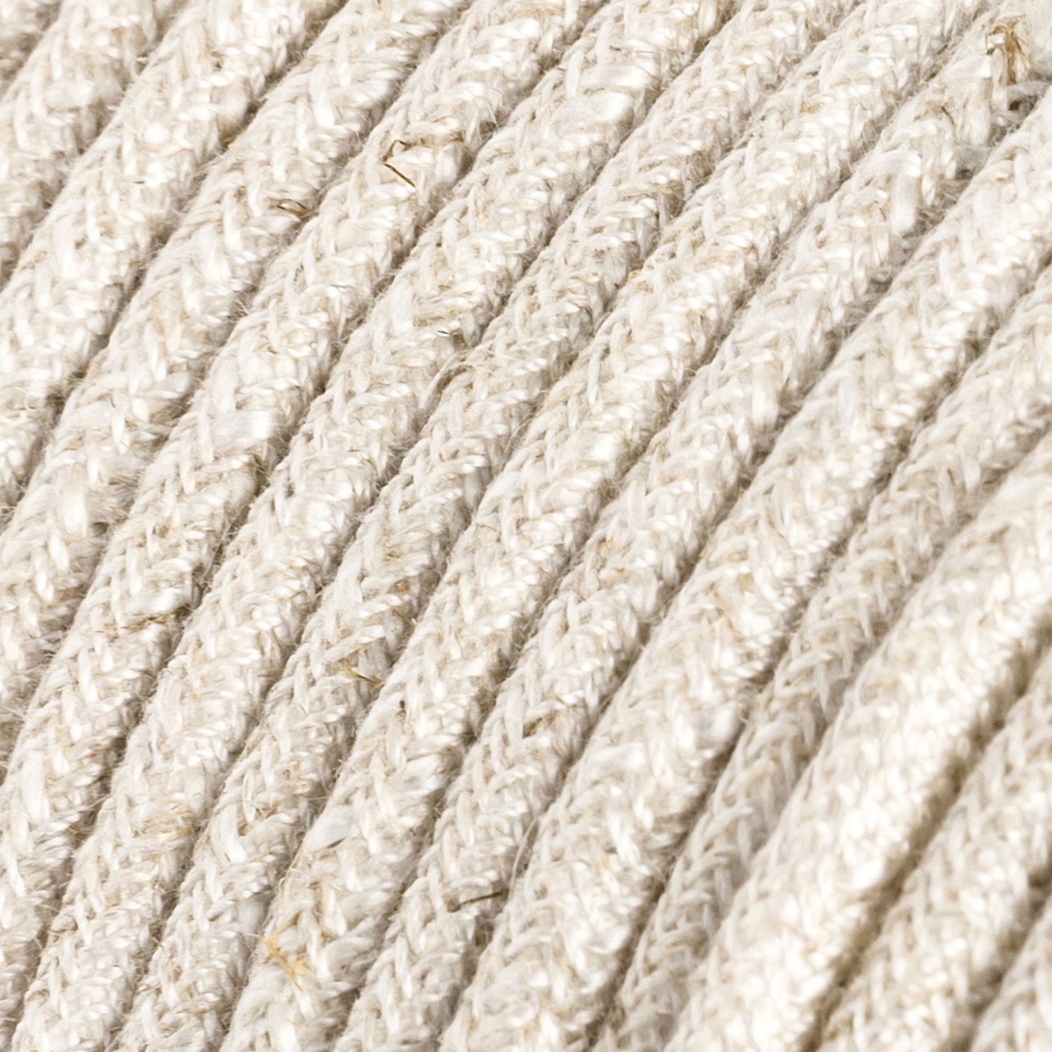 Ronde flexibele electriciteit textielkabel van linnen. RN01 - natuurlijk