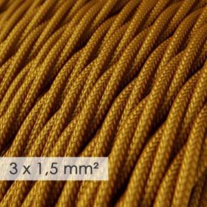 Lang overbruggings- gevlochten strijkijzersnoer 3 x 1,50 mm. - goud viscose TM05