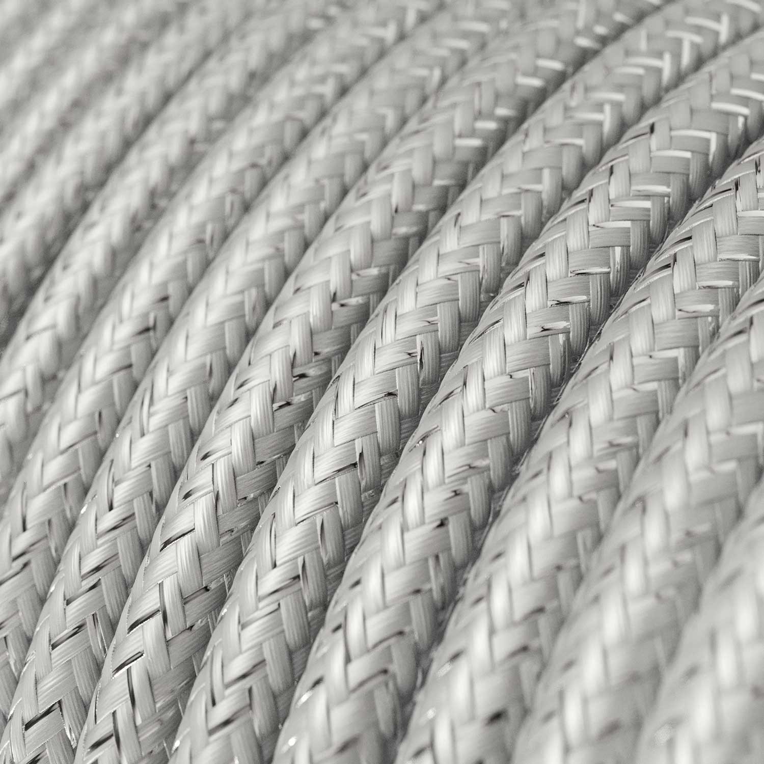 Ronde flexibele glinsterende electriciteit textielkabel van viscose. RL02 - zilver