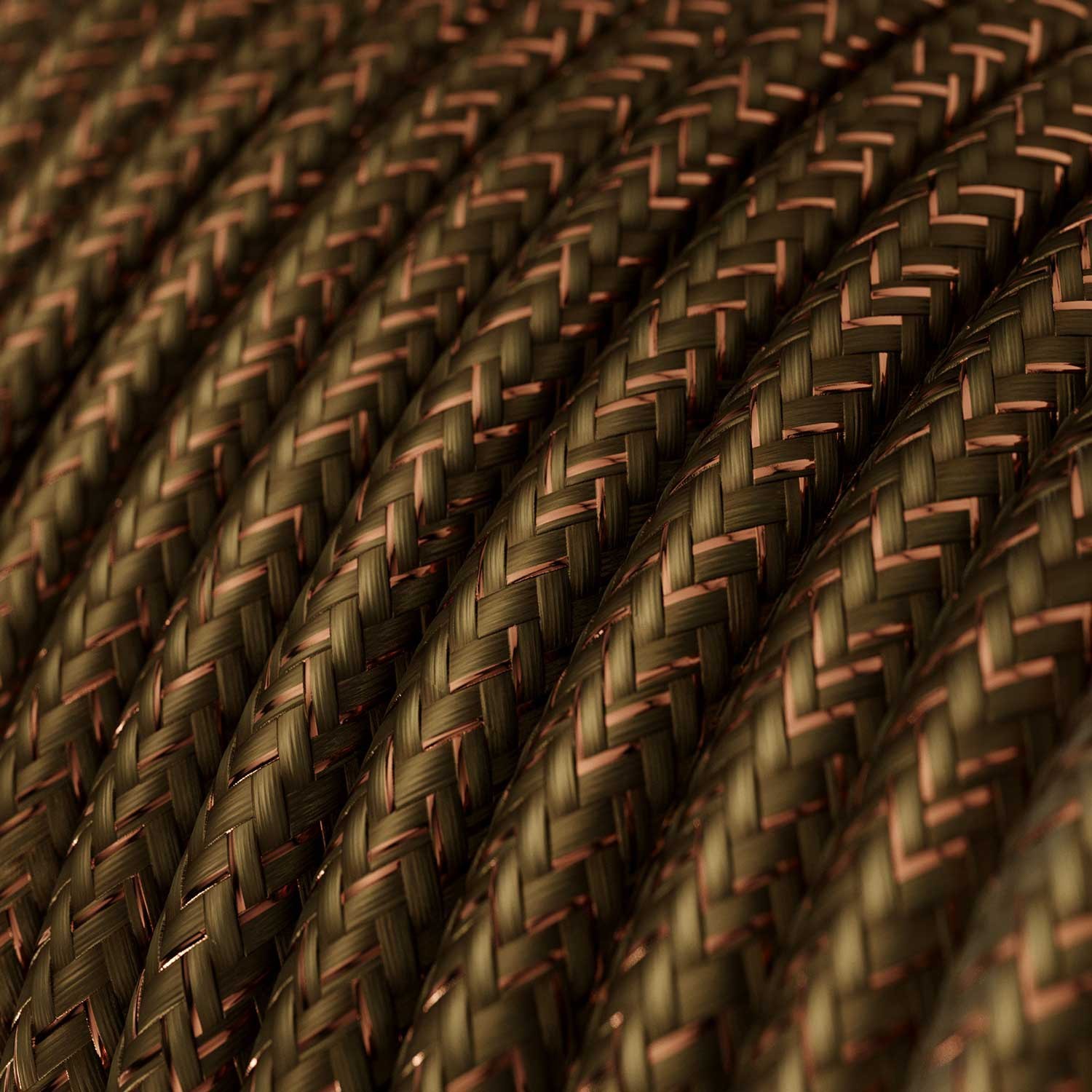 Ronde flexibele glinsterende electriciteit textielkabel van viscose. RL13 - bruin