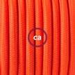 Ronde flexibele textielkabel van viscose met schakelaar en stekker. RF15 - oranje fluo 1,80 m.