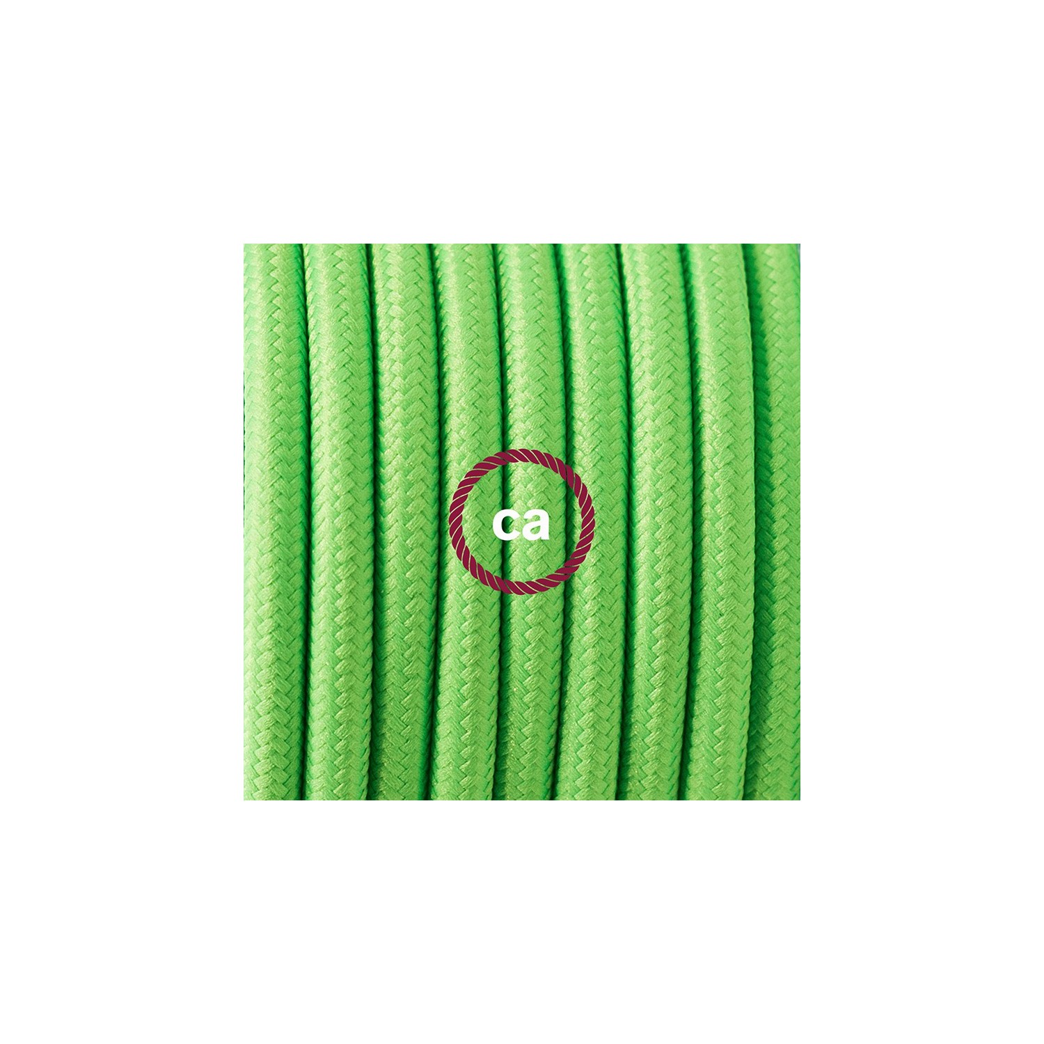 Ronde flexibele textielkabel van viscose met schakelaar en stekker. RF06 - groen fluo 1,80 m.