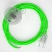 Strijkijzersnoer set RF06 neon groen viscose 3 m. voor staande lamp met stekker en voetschakelaar.
