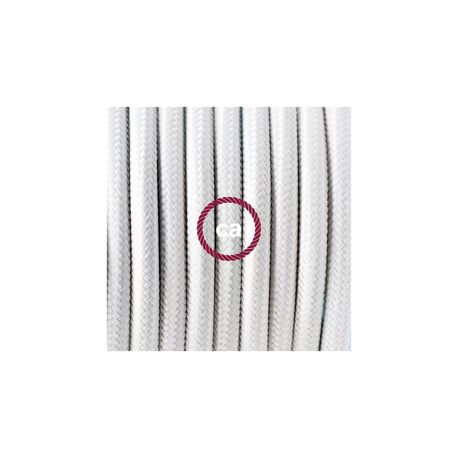 Ronde flexibele textielkabel van viscose met schakelaar en stekker. RM01 - wit1,80 m.