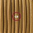 Ronde flexibele textielkabel van viscose met schakelaar en stekker. RM05 - goud 1,80 m.