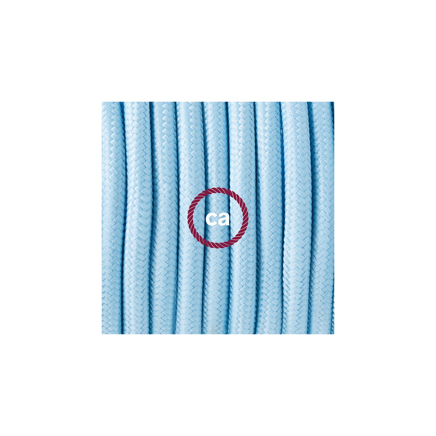 Ronde flexibele textielkabel van viscose met schakelaar en stekker. RM17 - babyblauw 1,80 m.