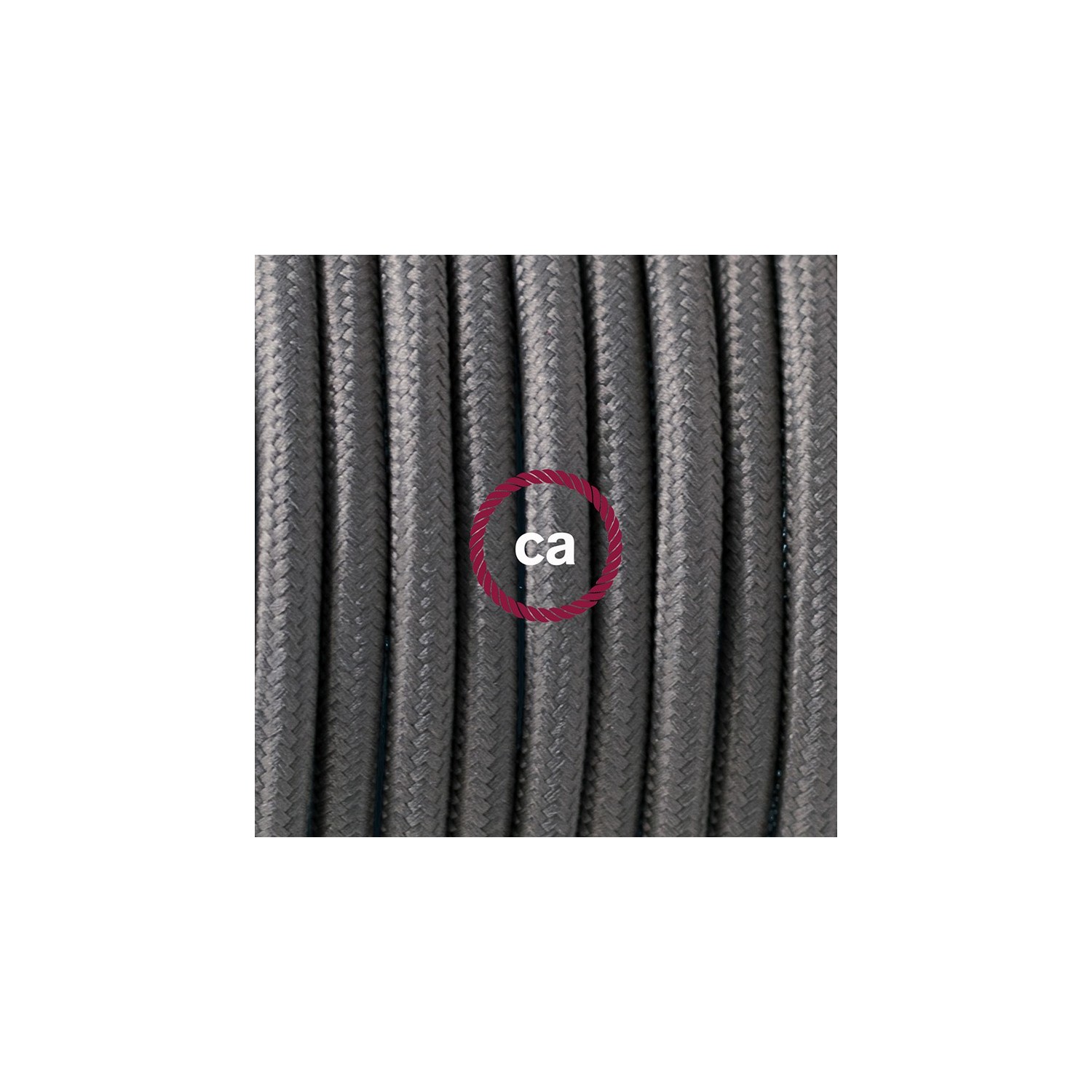 Ronde flexibele textielkabel van viscose met schakelaar en stekker. RM03 - grijs 1,80 m.