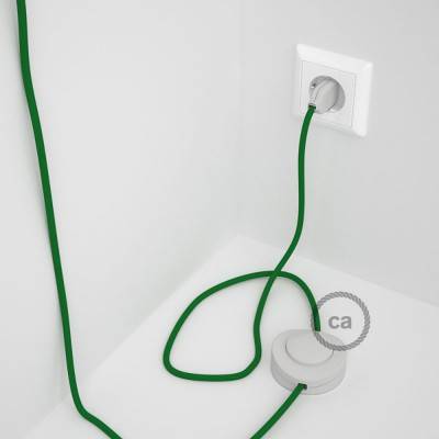 Strijkijzersnoer set RM06 groen viscose 3 m. voor staande lamp met stekker en voetschakelaar.