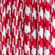 Ronde flexibele textielkabel van viscose met schakelaar en stekker.TO207 - tweekleurig wit/rood 1,80 m.