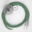 Strijkijzersnoer set RZ06 groen zigzag viscose 3 m. voor staande lamp met stekker en voetschakelaar.