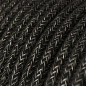 Ronde flexibele electriciteit textielkabel van linnen. RN03 - natuurlijk antraciet