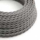 Gevlochten flexibel strijkijzersnoer van linnen. TN02 - natuurlijk grijs
