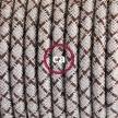 Ronde flexibele textielkabel van katoen en linnen met schakelaar en stekker. RD63 - lozenge bruine bast en linnen 1,80 m.