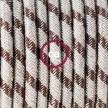 Ronde flexibele textielkabel van katoen en linnen met schakelaar en stekker. RD53 - streepmotief bruine bast en linnen 1,80 m.