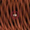 Gevlochten flexibele textielkabel van katoen met schakelaar en stekker. TC23 - hert bruin 1,80 m.