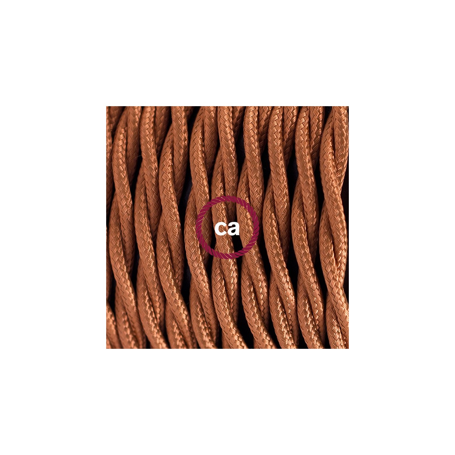 Gevlochten flexibele textielkabel van viscose met schakelaar en stekker. TM22 - whiskey 1,80 m.