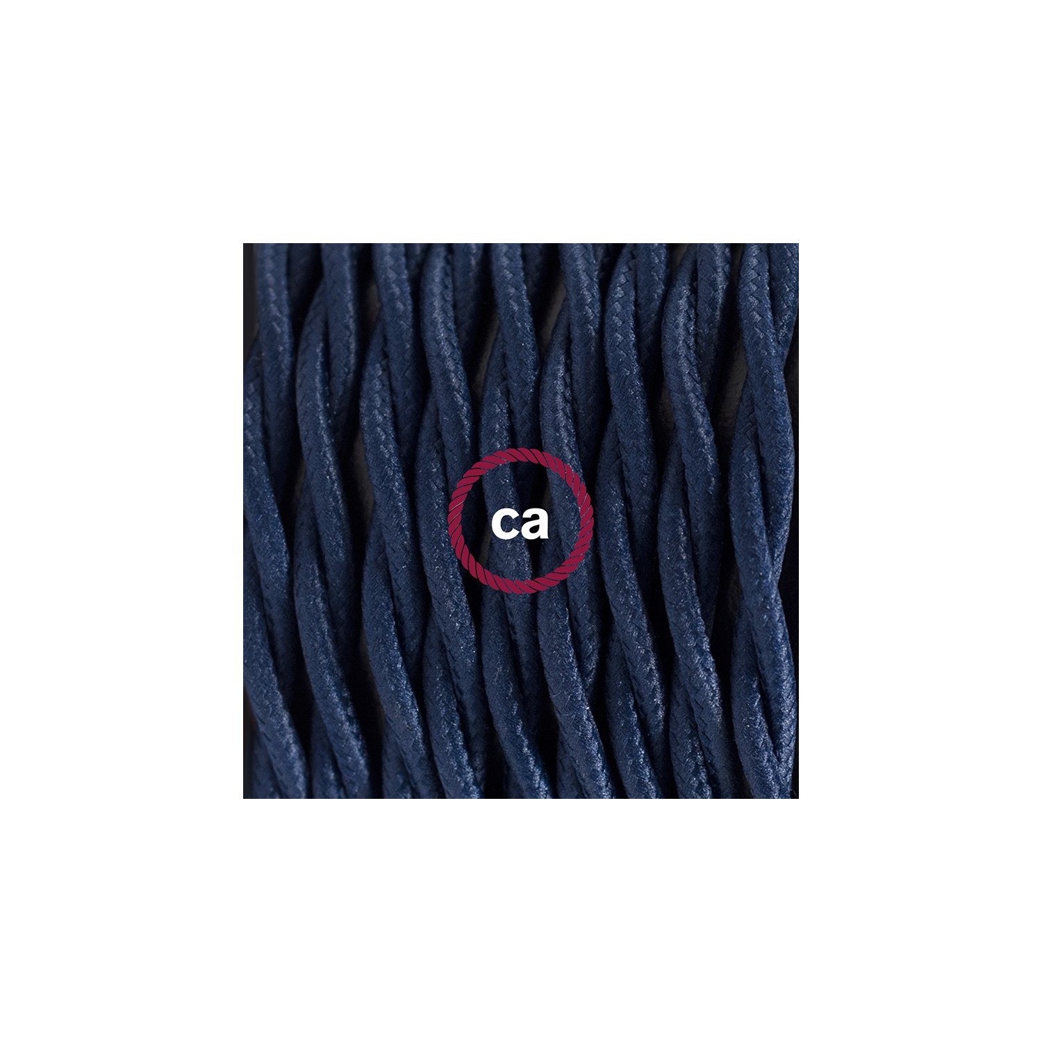 Gevlochten flexibele textielkabel van viscose met schakelaar en stekker. TM20 - domkerblauw 1,80 m.