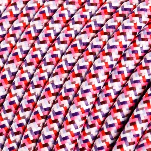 Ronde flexibele electriciteit textielkabel van viscose. RX00 - pixel motief kleur fuchsia
