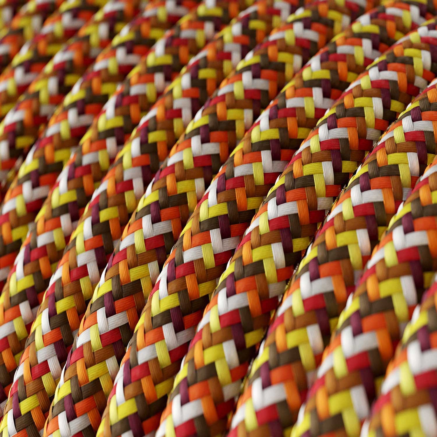 Ronde flexibele electriciteit textielkabel van viscose. RX01 - pixel oranje