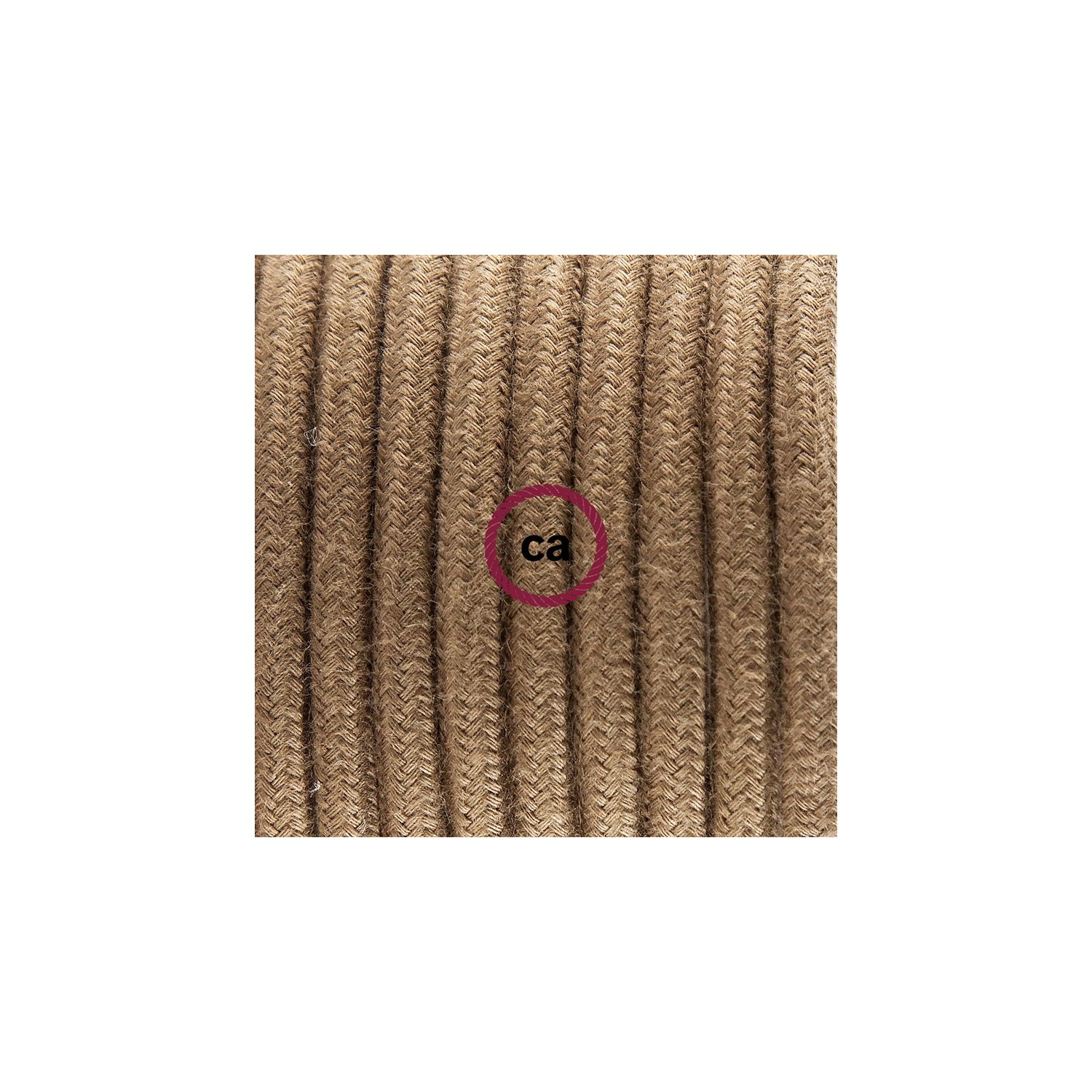 Ronde flexibele textielkabel van katoen met schakelaar en stekker. RC13 - bruin 1,80 m.