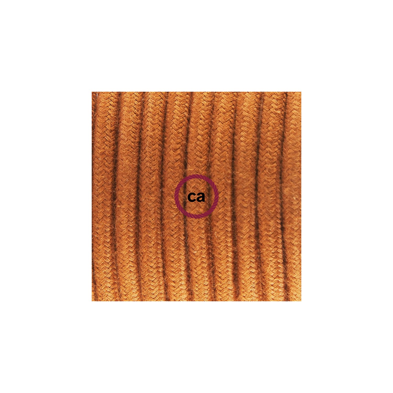 Ronde flexibele textielkabel van katoen met schakelaar en stekker. RC23 - hert bruin 1,80 m.