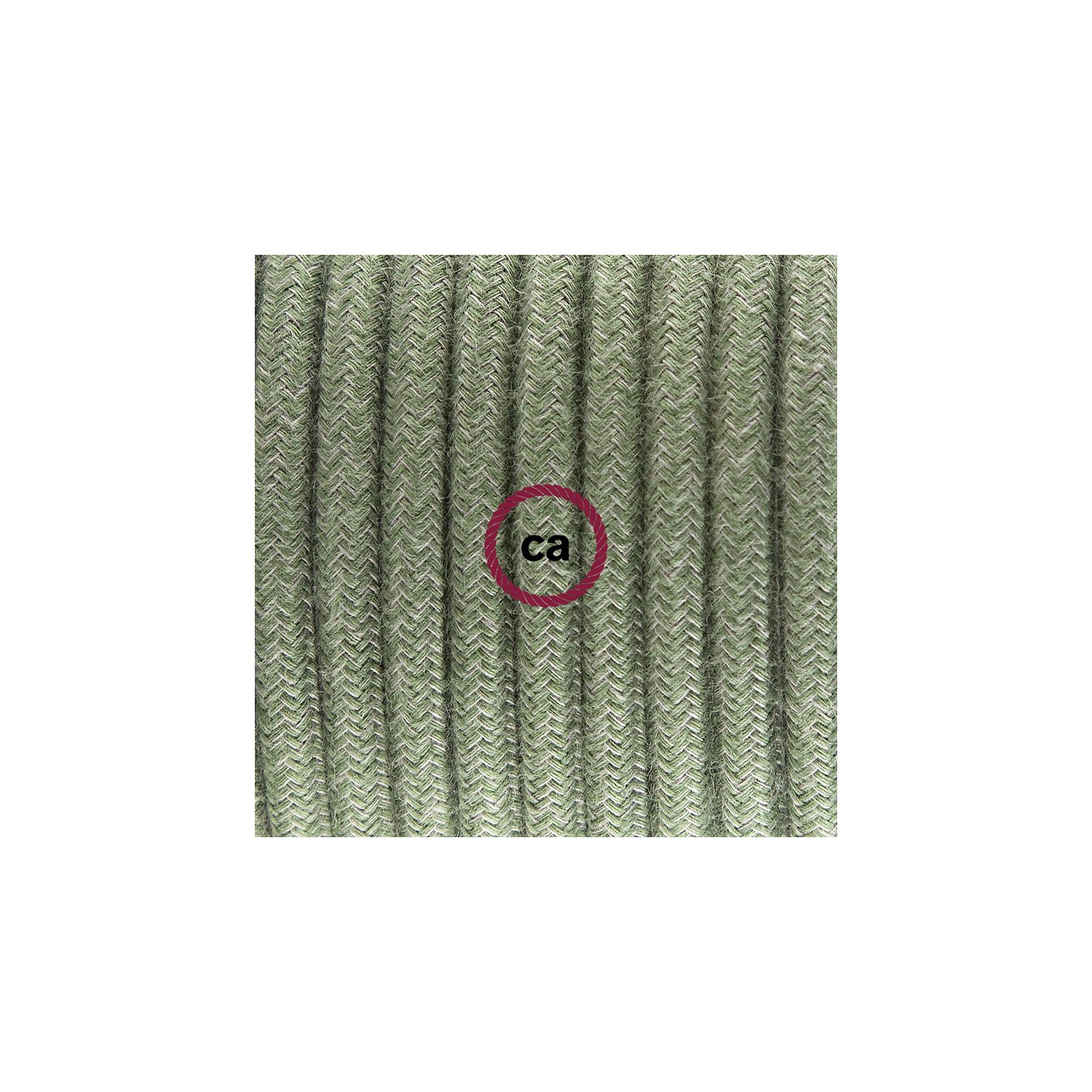 Ronde flexibele textielkabel van katoen met schakelaar en stekker. RC63 - groengrijs 1,80 m.