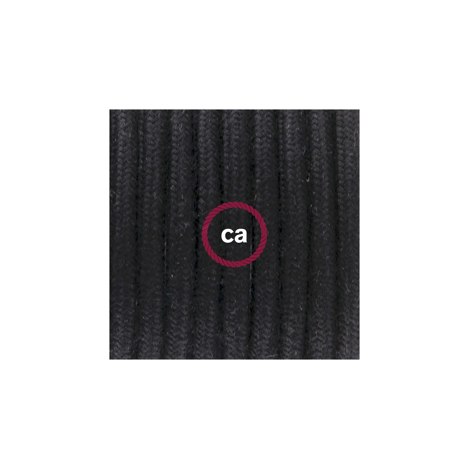 Ronde flexibele textielkabel van katoen met schakelaar en stekker. RC04 - zwart 1,80 m.