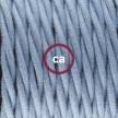 Gevlochten flexibele textielkabel van katoen met schakelaar en stekker. TC53 - oceaan blauw 1,80 m.