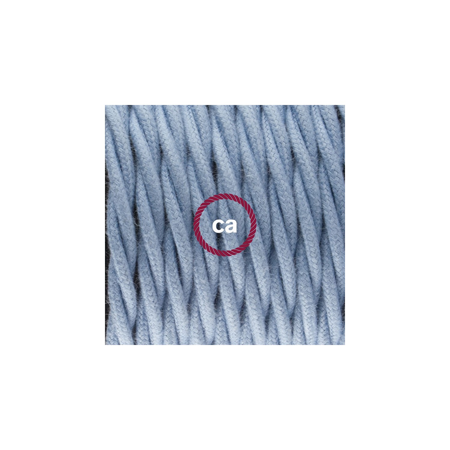 Gevlochten flexibele textielkabel van katoen met schakelaar en stekker. TC53 - oceaan blauw 1,80 m.