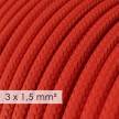 Lang overbruggings- strijkijzersnoer 3 x 1,50 mm. - rood viscose RM09