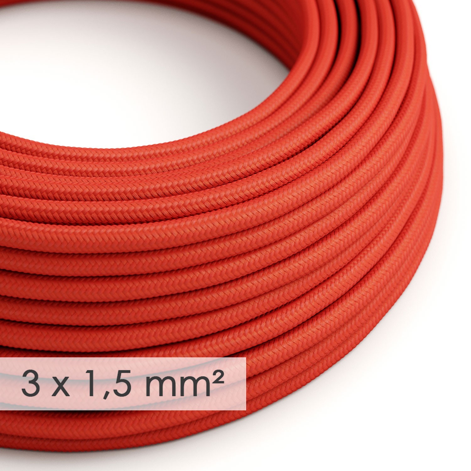 Lang overbruggings- strijkijzersnoer 3 x 1,50 mm. - rood viscose RM09