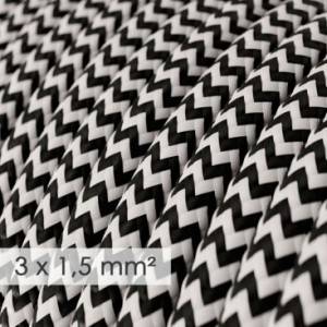 Lang overbruggings- strijkijzersnoer 3 x 1,50 mm. - zigzag zwart/wit viscose RZ04