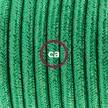 Ronde flexibele glinsterende textielkabel van viscose met schakelaar en stekker. RL06 - groen 1.80 m.