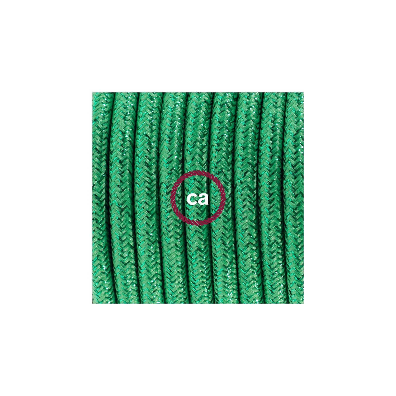 Ronde flexibele glinsterende textielkabel van viscose met schakelaar en stekker. RL06 - groen 1.80 m.