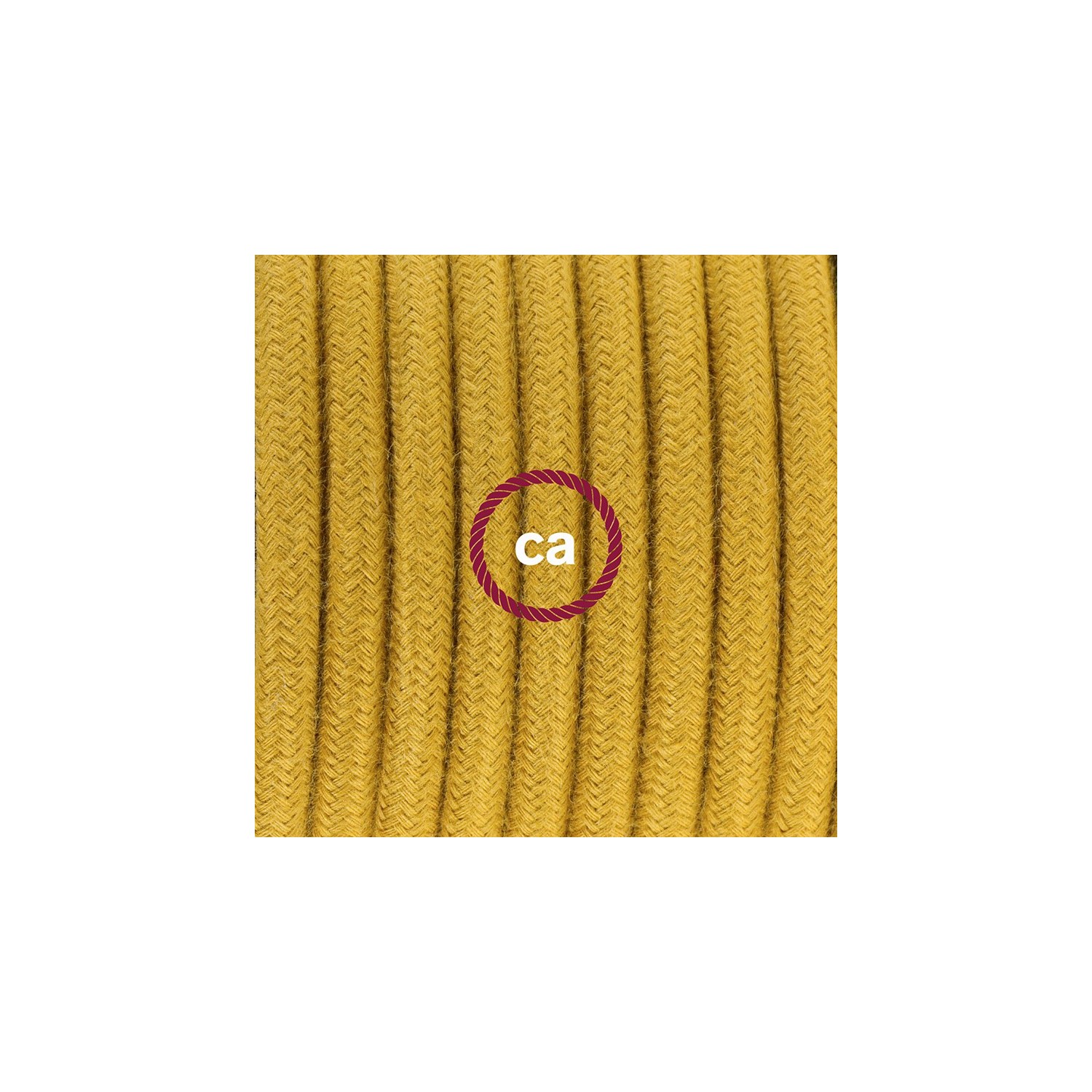 Ronde flexibele textielkabel van katoen met schakelaar en stekker. RC31 - honinggoud 1,80 m.