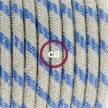 Ronde flexibele textielkabel van katoen met schakelaar en stekker. RD55 - Steward blauwe strepen en linnen 1,80 m.